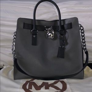 Michael Kors grey and black tote bag